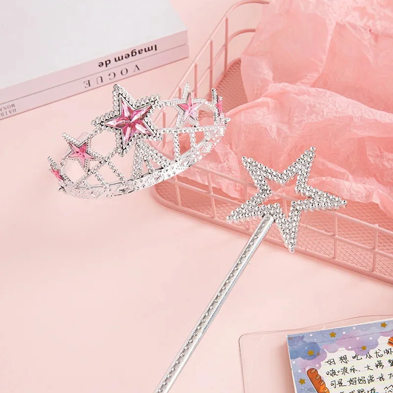 هالوين الوردي الأميرة تأثيري اكسسوارات الفتيات تاج العصا Neacklace حقيبة قفازات مجموعات إكسسوارات للأطفال هدايا عيد ميلاد