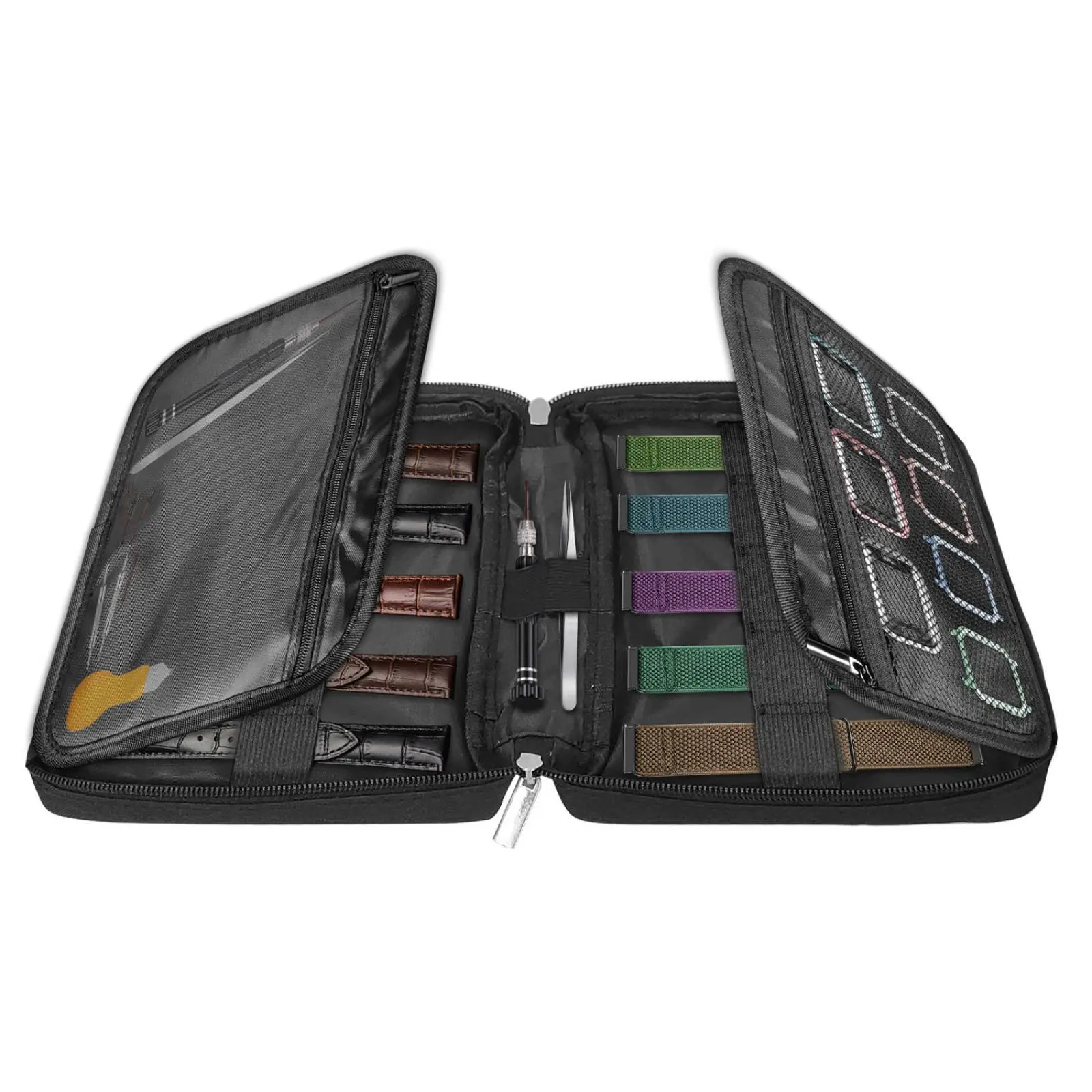 20 Slot Strap Organizer Long-Lasting Polyester Watch Band Storage Bag Watch Strap Carrying Case Portable Space Saving
