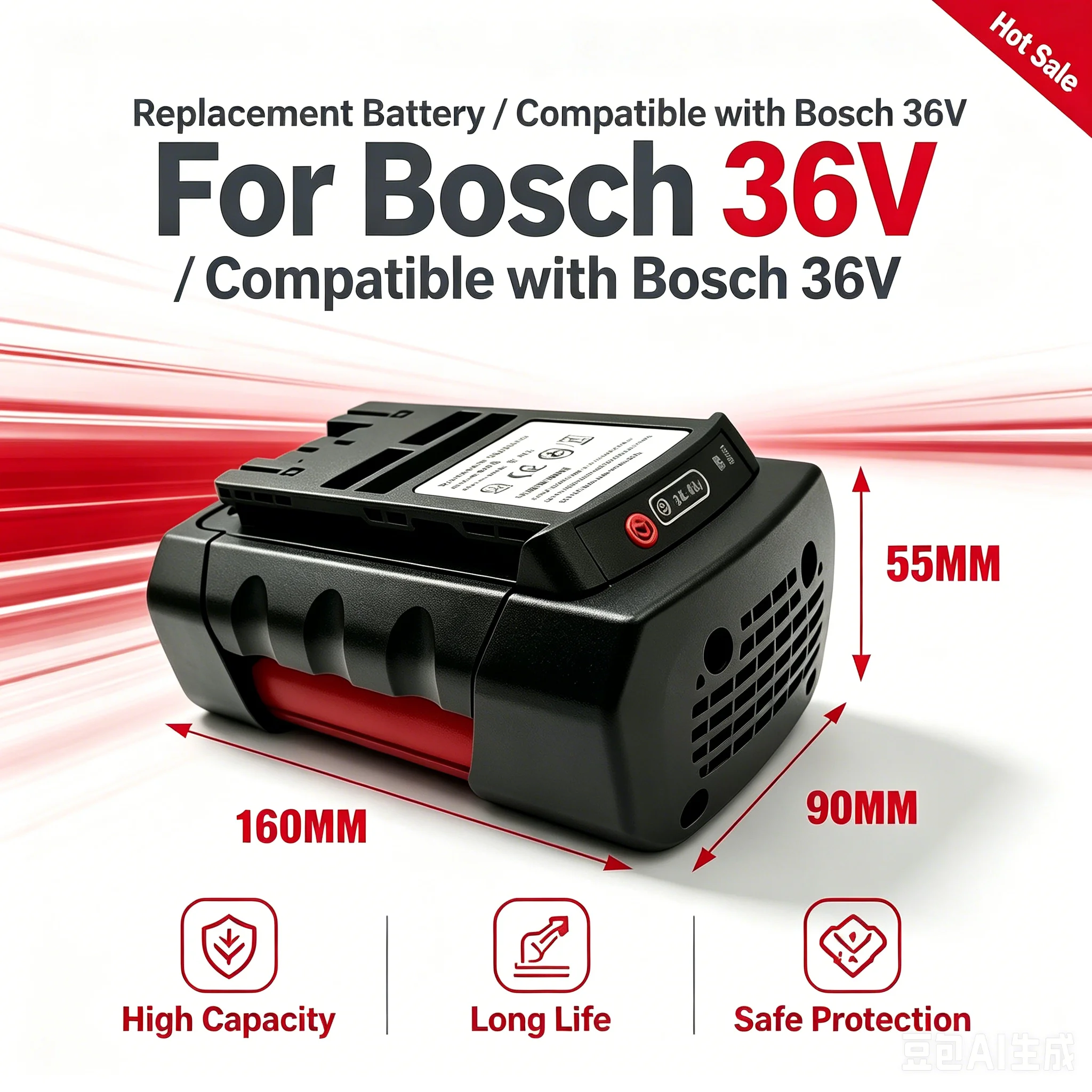 Upgraded 36V 12000mAh Li-Ion Battery Compatible with Bosch Models BAT4030 BAT4040 BAT4050 BTA4060 High Capacity Replacement Powe