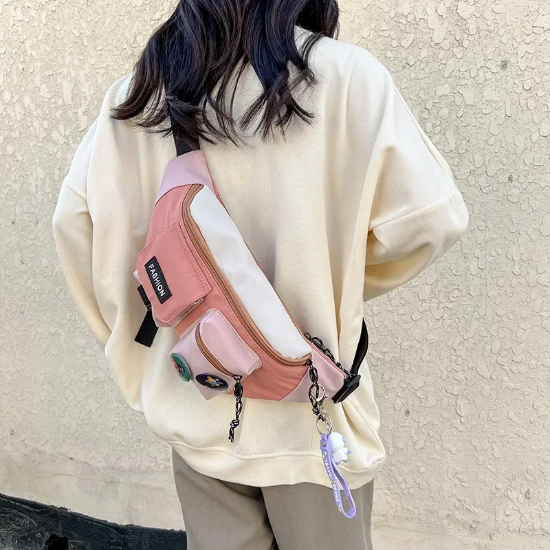 

Fashion Hip Hop Chest Waist Bag Men Women Contrast Color Patchwork Waterproof Casual Sport Crossbody Shoulder Bag