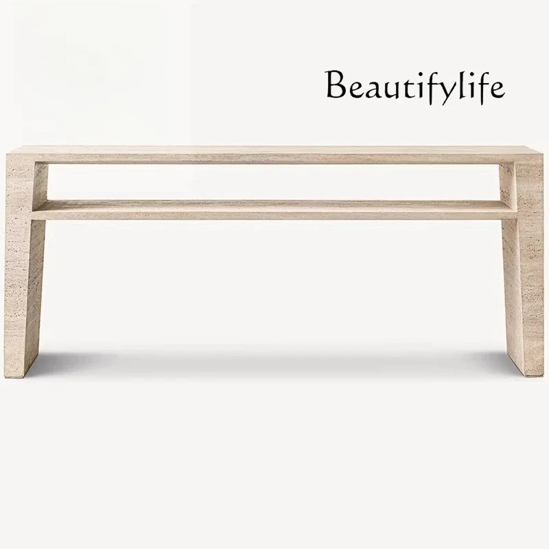 

Natural cave stone table hall table Light luxury entrance cabinet Italian minimalist entrance table Entrance