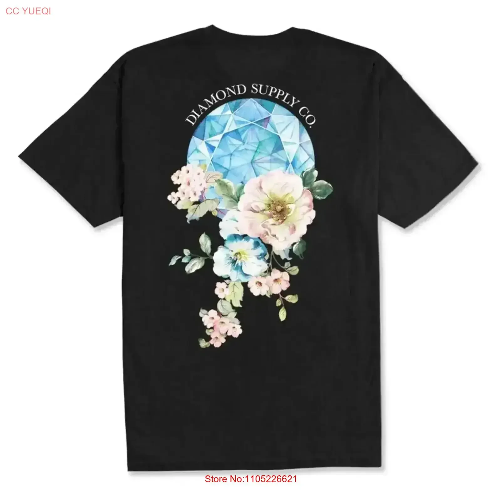 Small Diamond Supply and Flowers T Shirt vintage Washed homme Casual graphic streetwear Breathable Soft Stretched vintage