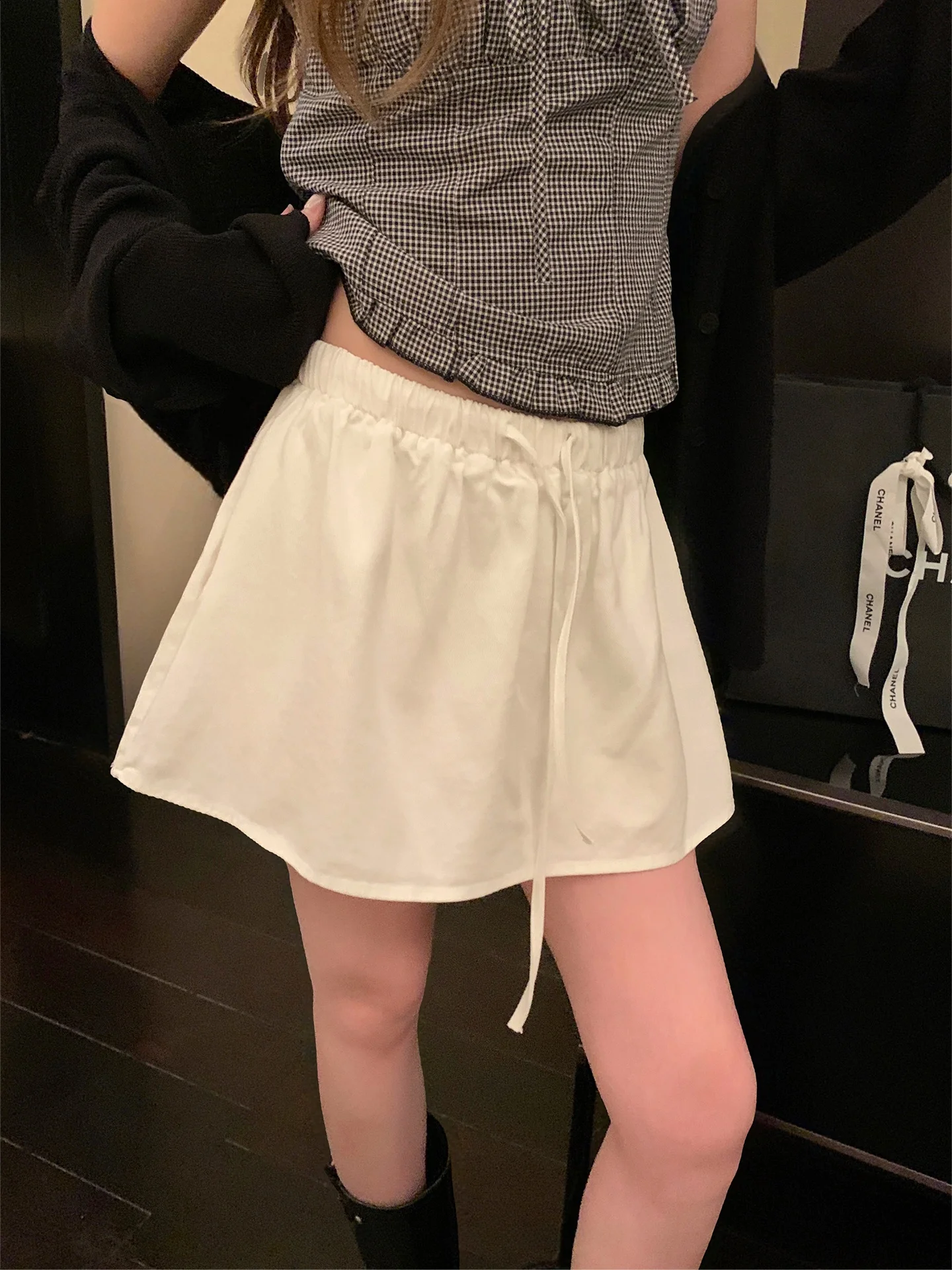 

Белая женская юбка А-силуэта с завязками, летняя, новая коллекция, с завышенной талией, универсальная, средней длины, для стройности