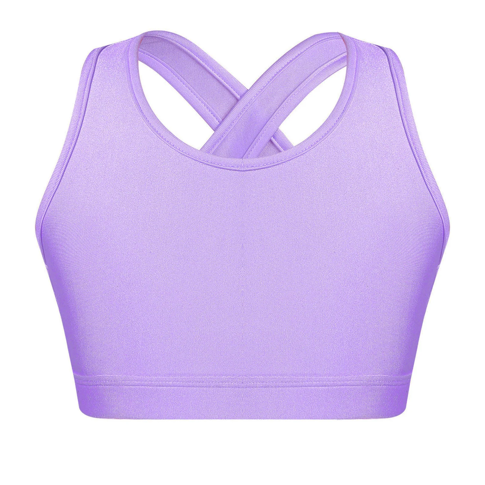 Kids Girls U Neck Shoulder Straps Cross Crop Top Shockproof Running Gym Yoga Sport Bra Top Gymnastics Gym Training Dancewear