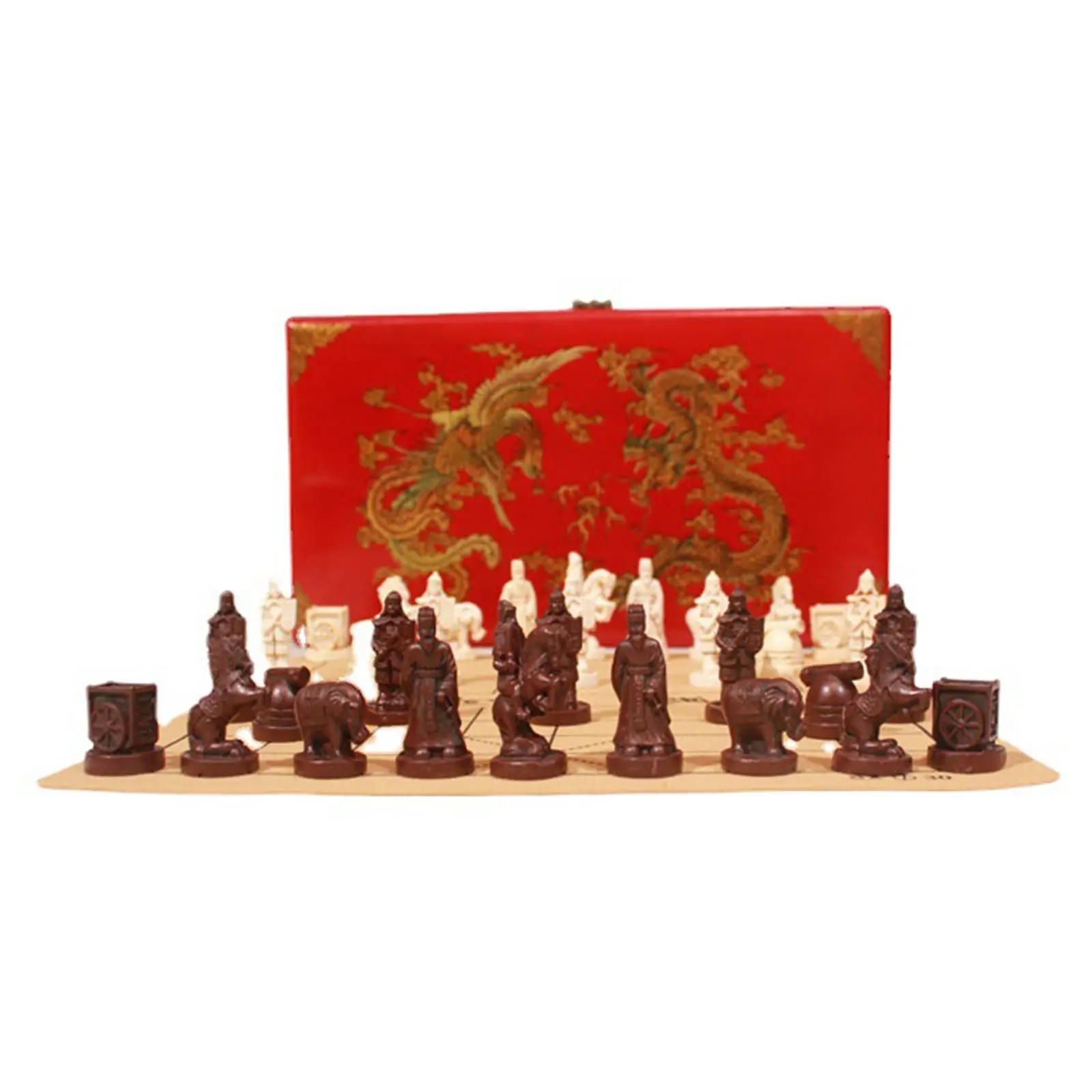 

Terracotta Warrior Chess Set, Classic Family Board Game, Brain Development, Resin Chess Pieces, with Wood Storage Box Gifts