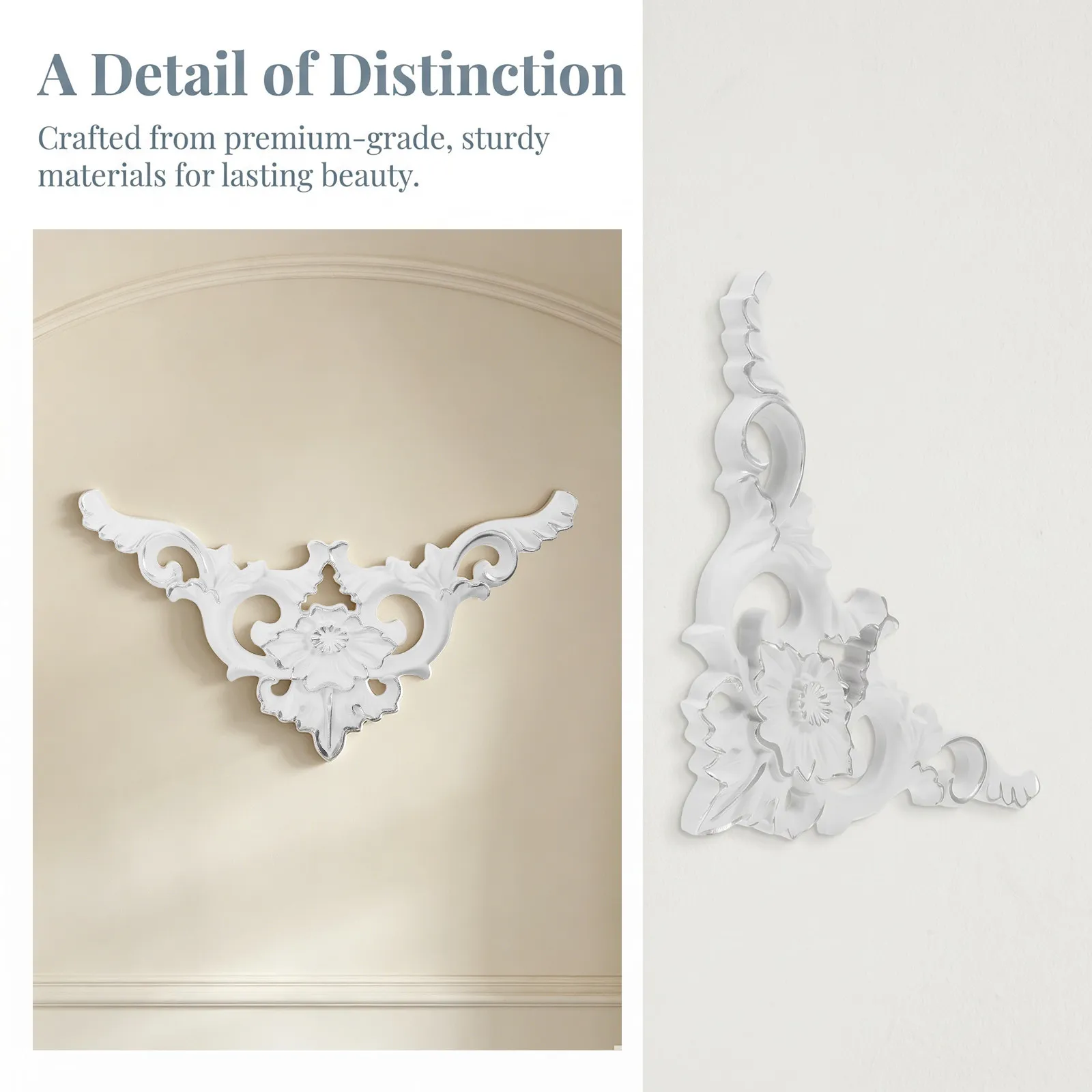 4Pcs Ceiling Corner Applique Faux Plaster Decorative Floral Rococo Corner Molding Vintage Carved Furniture Onlay Wall Decor