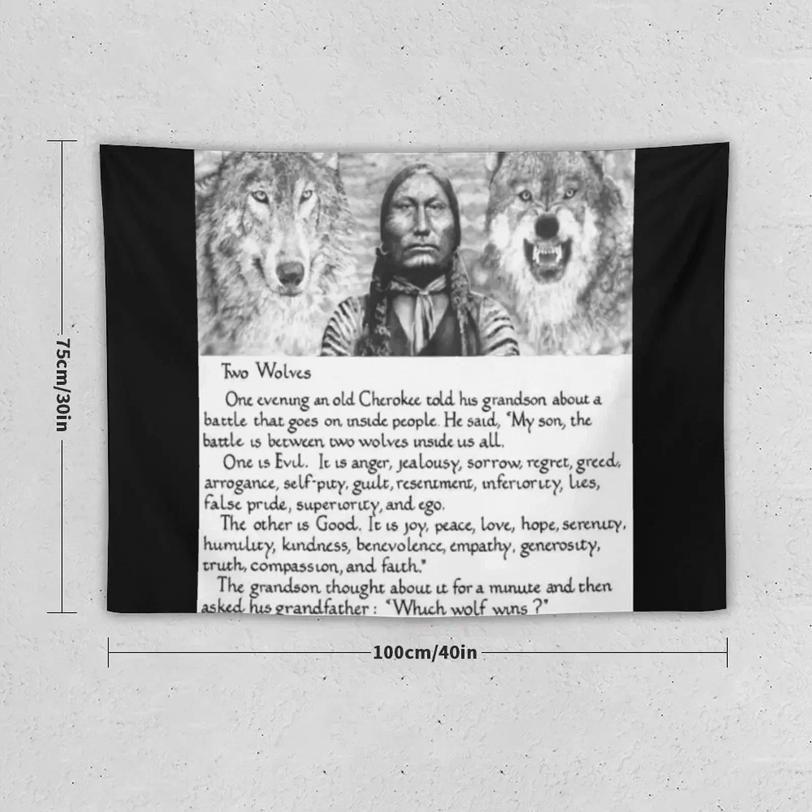 Wise Cherokee saying/ story about 2 wolves Tapestry Home Decor Accessories Bedrooms Decorations Tapestry