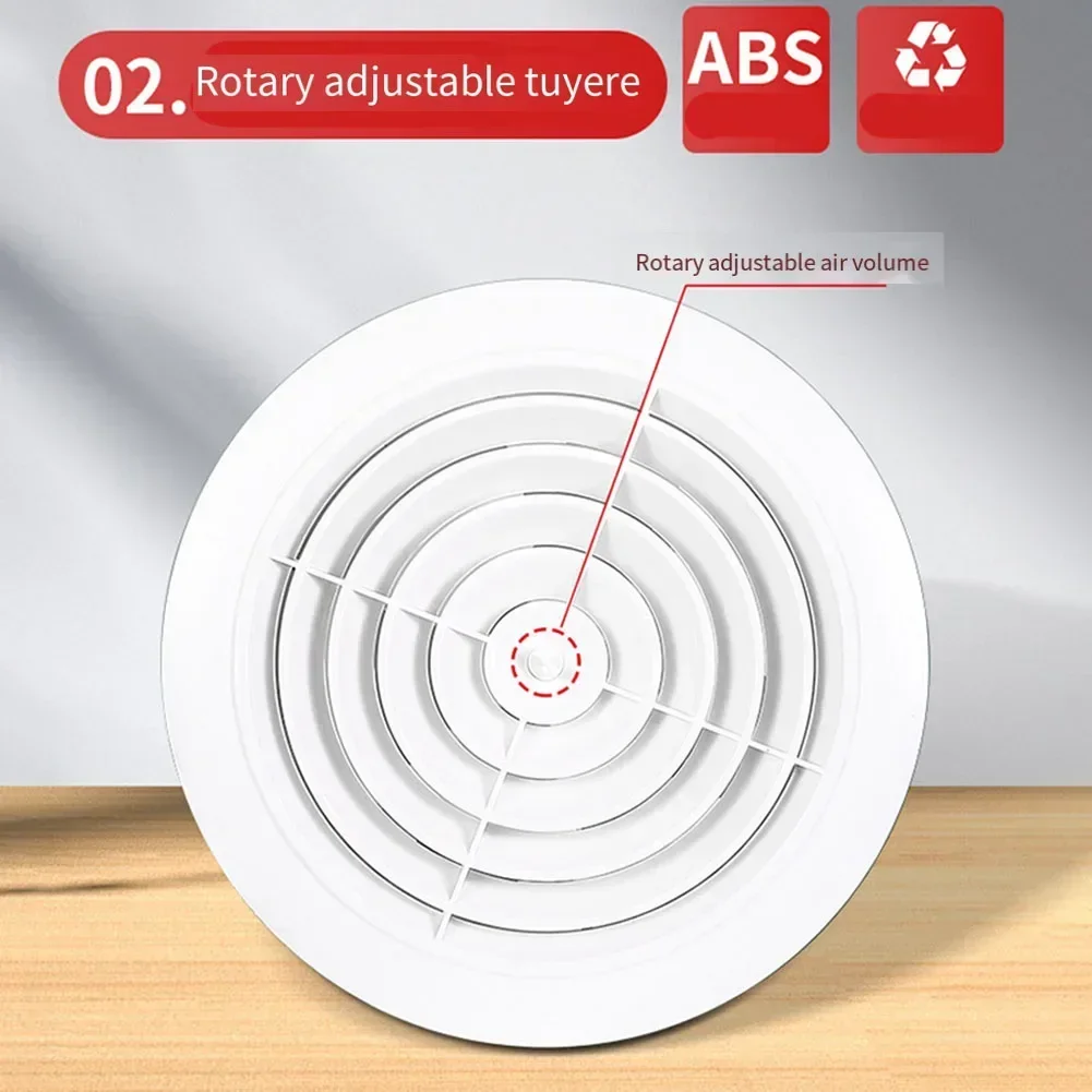 ABS Ventilation Grille Vent Cover 75-200mm Round Adjustable Wall Interior Vent Grille Diffuser Ducting Ventilation Outlet Cover