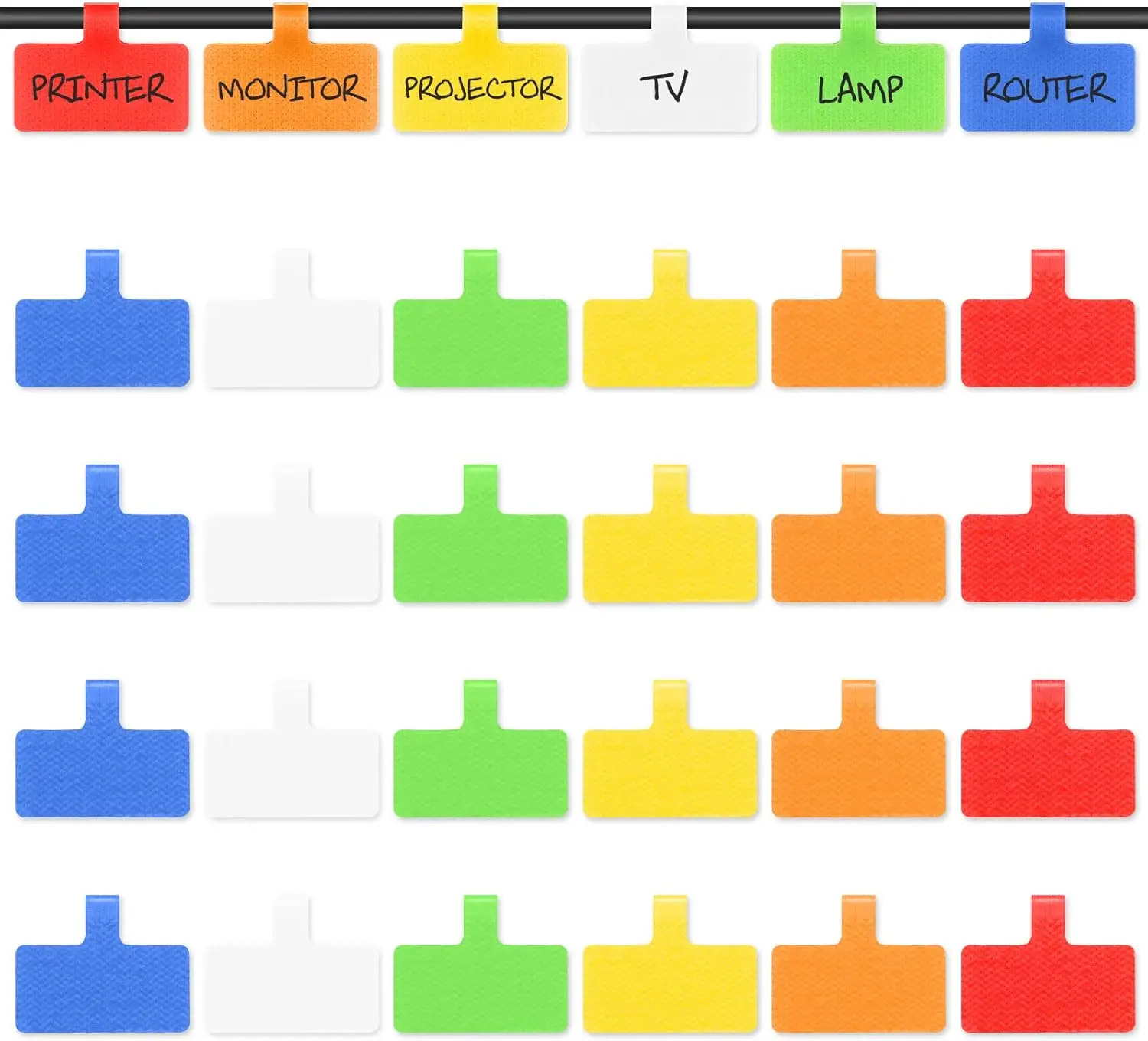 

Large Cable Cord Labels, Reusable Wire Tags for Organization, 24 Pcs Multicolored