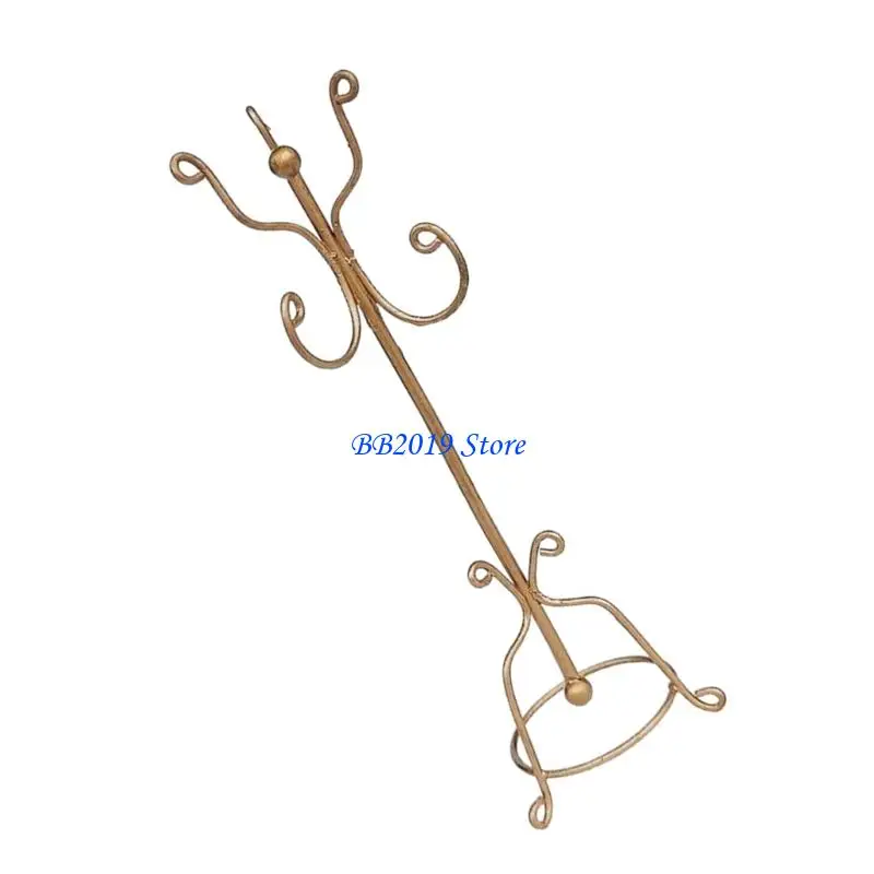 

Q0KB 1/12 Dollhouses Bedroom Iron Coat Rack Antique Furniture for Craft Model Project