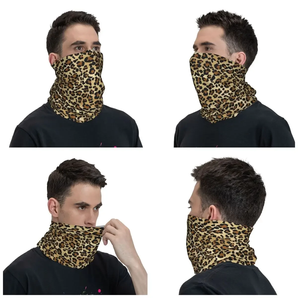 Animal Print Leopard Bandana Neck Cover Safari Face Mask Wild Wrap Scarf Cycling Outdoor Sports Unisex Adult Winter