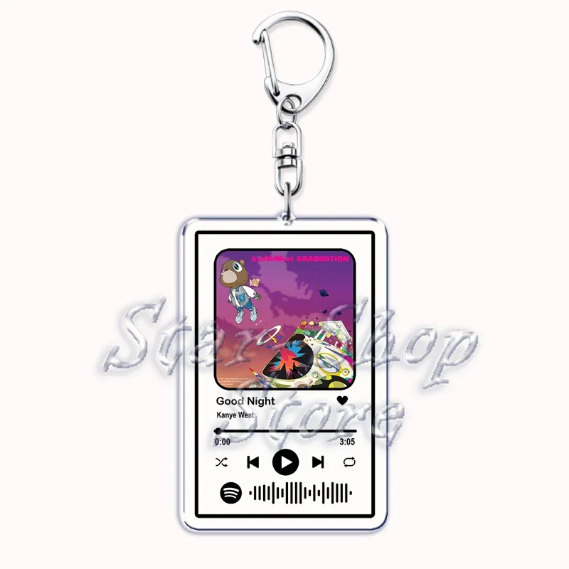 Kanye Rap Album Graduation Keychains Keyring for Accessories Bag Bear Music YE Pendant Key Chain Ring Jewelry West Fans  Gifts