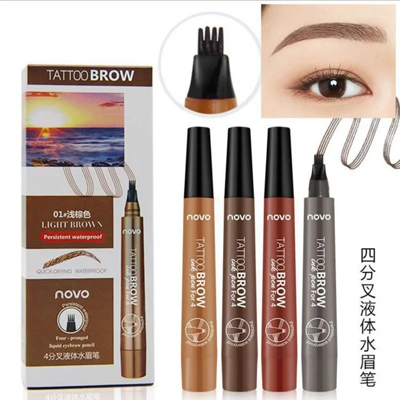 Four-fork Long-lasting Water Eyebrow Pen Four-head Eyebrow Pen Liquid Waterproof and Sweat-proof