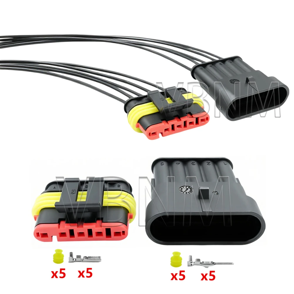 5 Pin 282107-1 282089-1 Car Male Plug Female Socket AC Assembly Auto Parts Automotive Wiring Terminal Connector