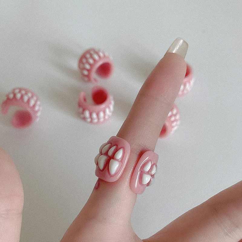 Funny Tooth Gum Opening Rings Creative Punk Rock Tooth Rings Fashion Party Jewelry