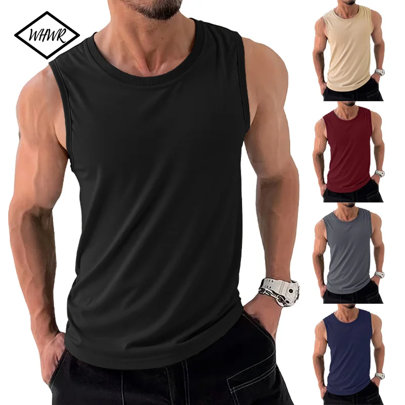 Herren Neues Einfarbiges Tanktop Männer Bodybuilding Singlet Gym Stringer Ärmelloses Shirt Blanko Fitness-Kleidung Sportbekleidung Muskel-Weste