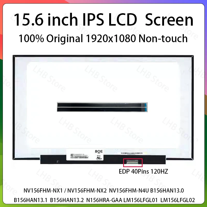 

15,6-дюймовый ЖК-экран для ноутбуков Dell G15 G5505 G5510 G5511 G5515 ASUS FX505 FX531 FX571 FX95G FX90J VX60G, матричная панель дисплея, 120 Гц
