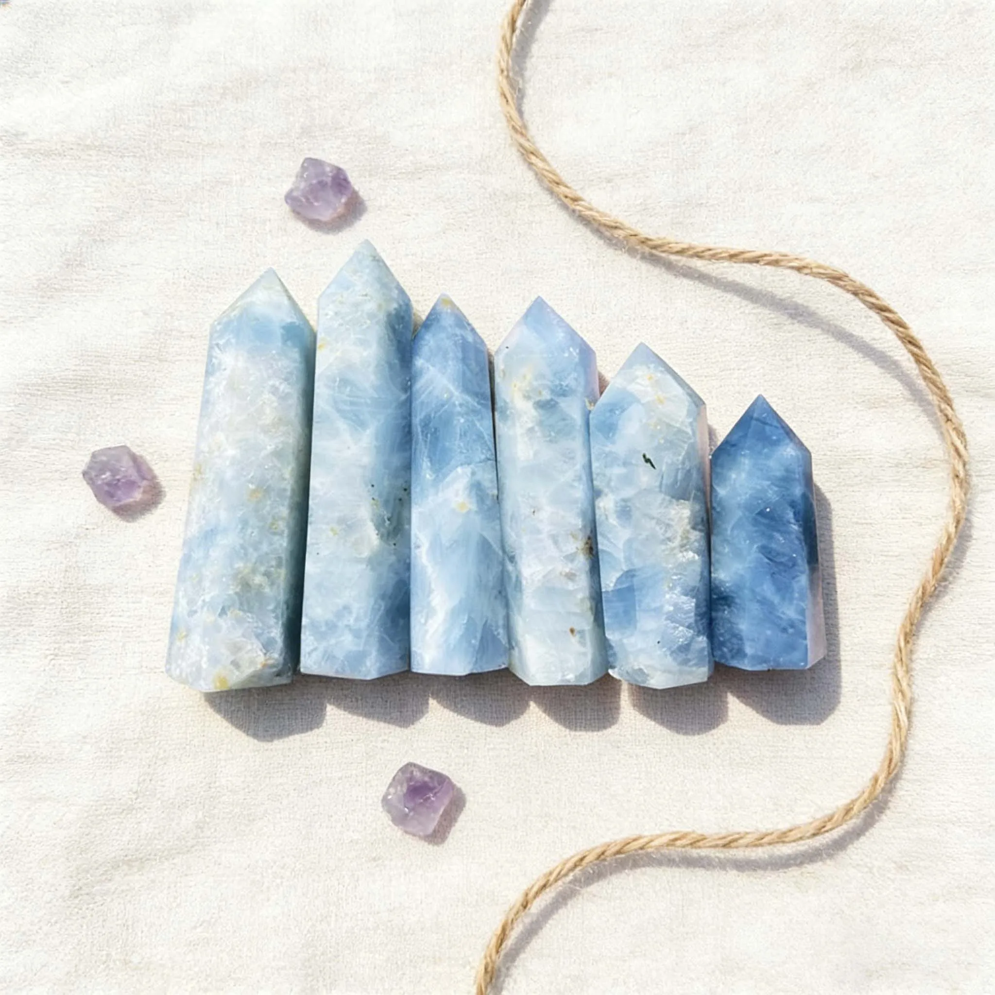 Bild 6: Rohes Erz Celestite Crystal Tower Indigo, fettartig, einzigartig, normale Säule, rissfrei, hochwertiges Kunstdekor