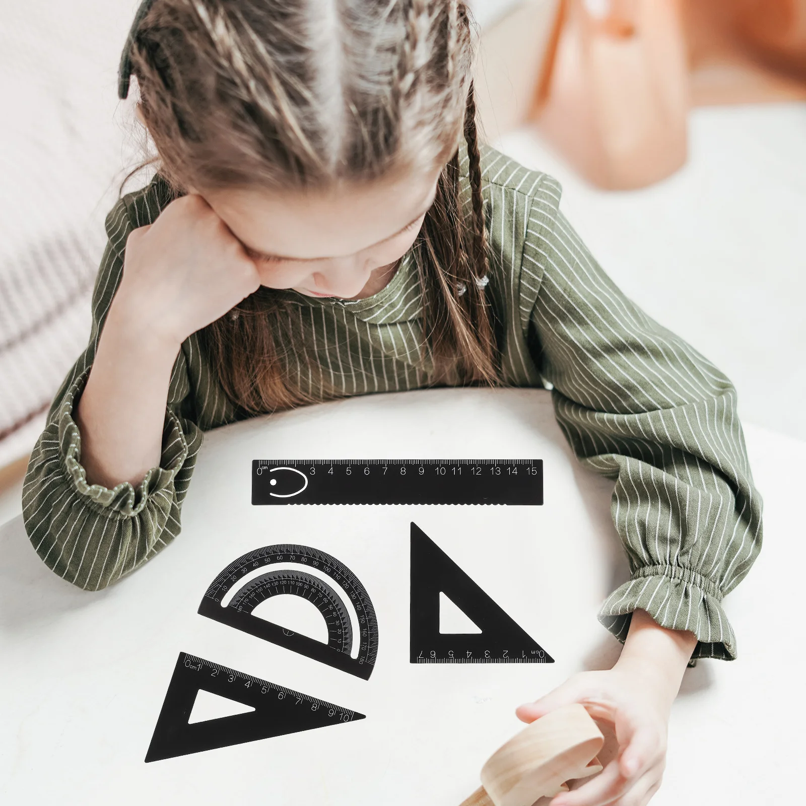 

1 Set Geometry Drawing Tool Kit Lightweight Measuring Rulers For Students Artists Architects School Office Use Multi-Functional