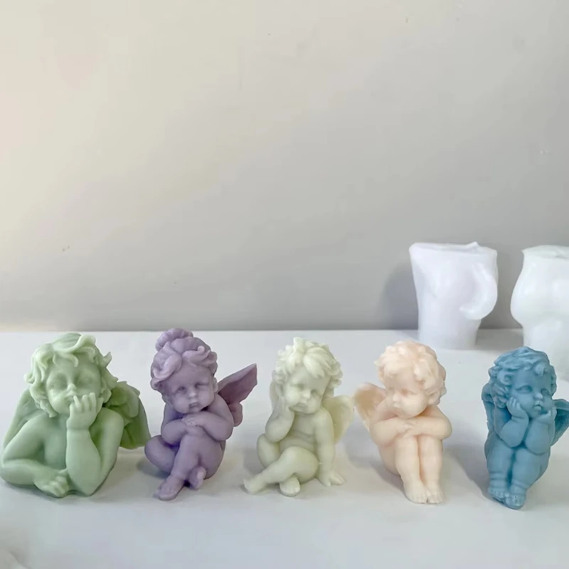 multi style wings angel candle silicone mold human baby gypsum doll making tool cupid resin wedding decor birthday gifts for mom