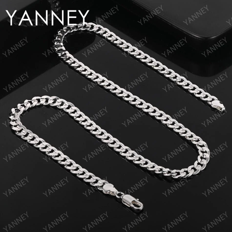 Shiny 925 Sterling Silver 20/24 Inches 6MM Side Chain Necklace For Women Men Fashion Charm Gift Jewelry Christmas Accessories