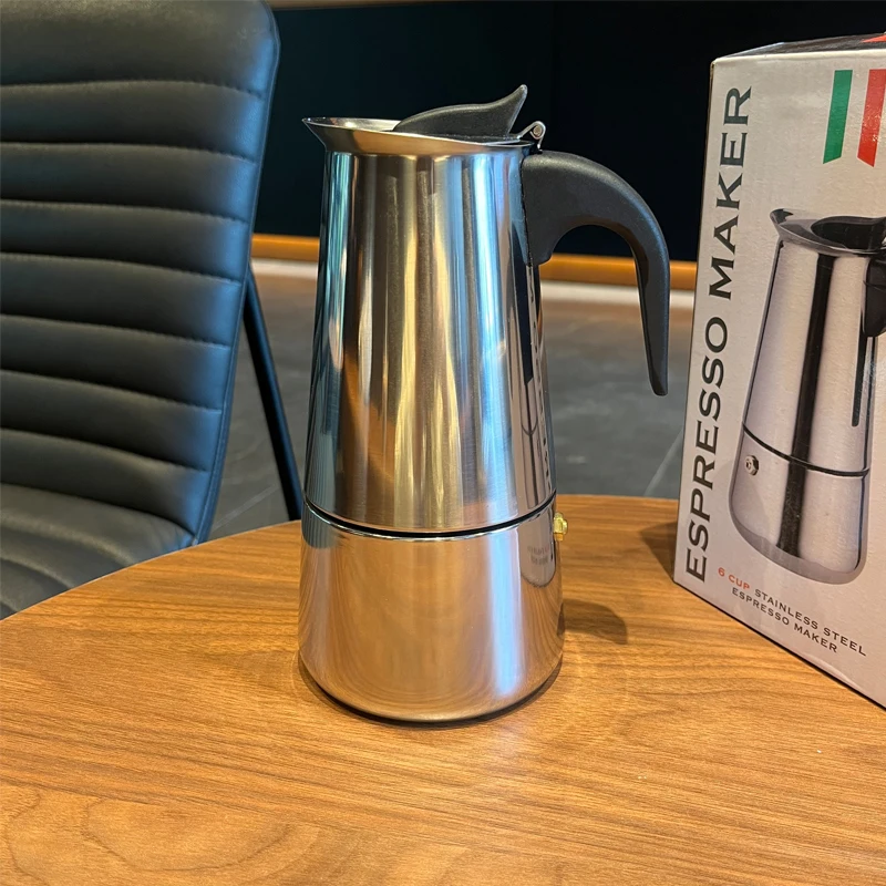 2/4/6/9 Cup Stainless Steel Moka Pot - Straight Cylinder Espresso Maker for Gas/Electric/Induction, Italian  Cafetera, Professio