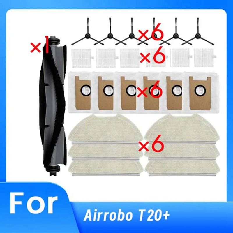 

Main Side Brush Mop Filter Dust Bags For AIRROBO T20+ Vacuum Cleaner Accessories Cleaner Parts Replacement