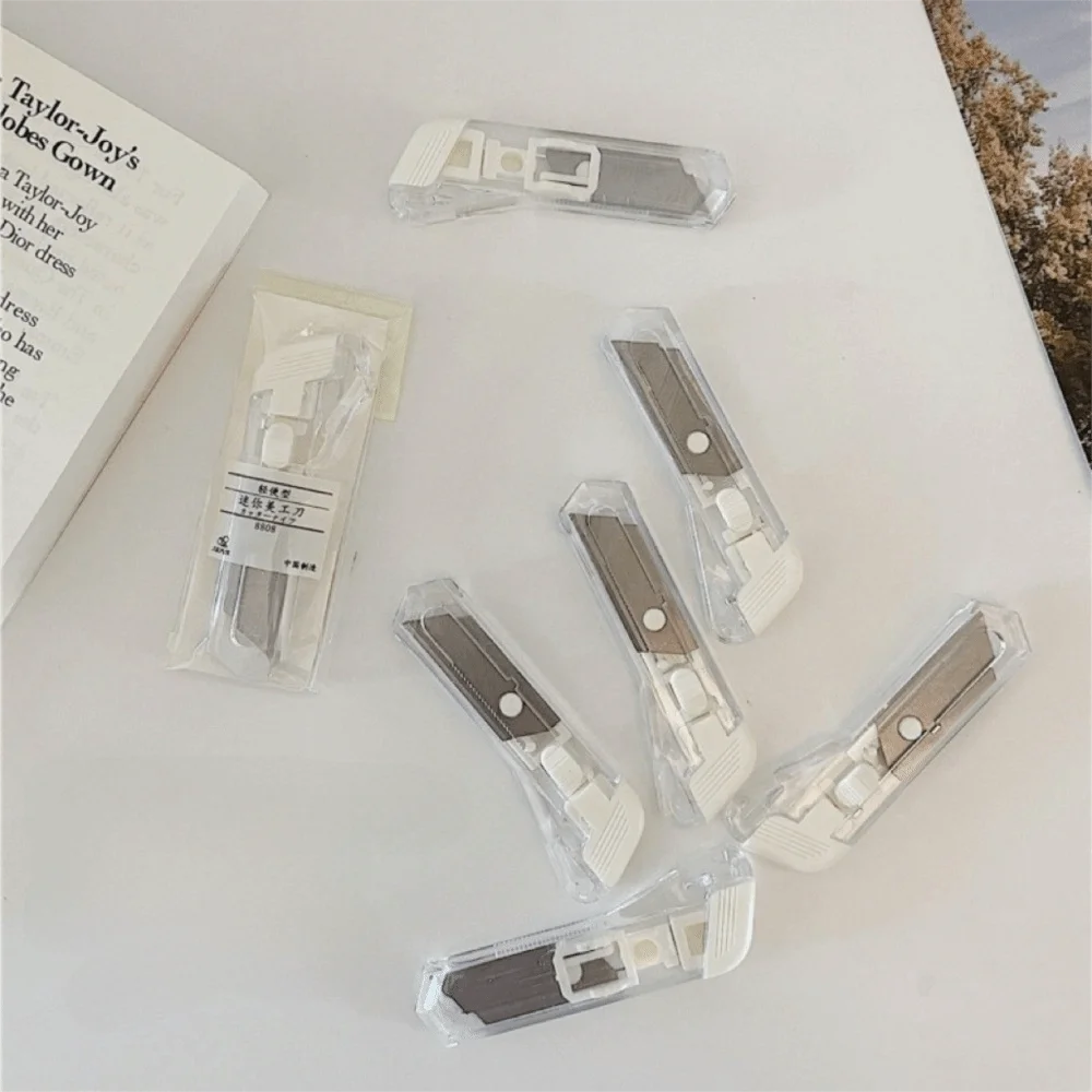 Translucent Mini Box Cutter Retractable Non-Slip Blades Paper Cutter Handmade Cutter Supplies Stationary