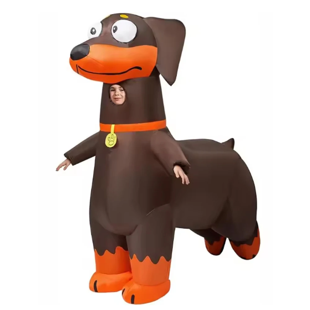 الكبار الكرتون نفخ السجق الكلب تأثيري ازياء يتوهم هالوين عيد الميلاد فستان حفلة أداء تضخم الملابس