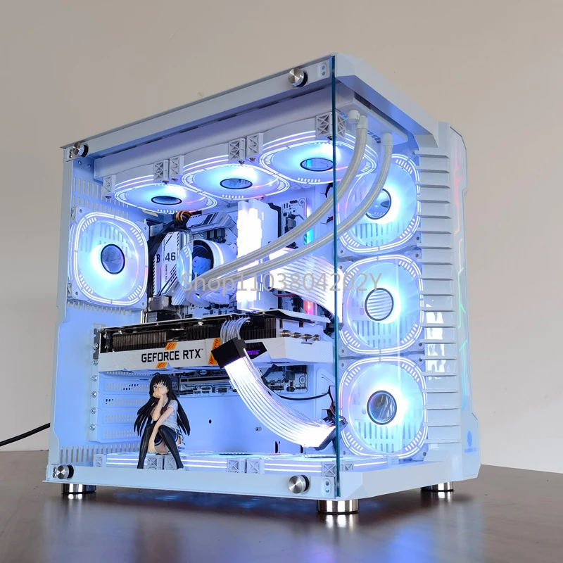 Water-cooled computer case, desktop, game, cool, transparent