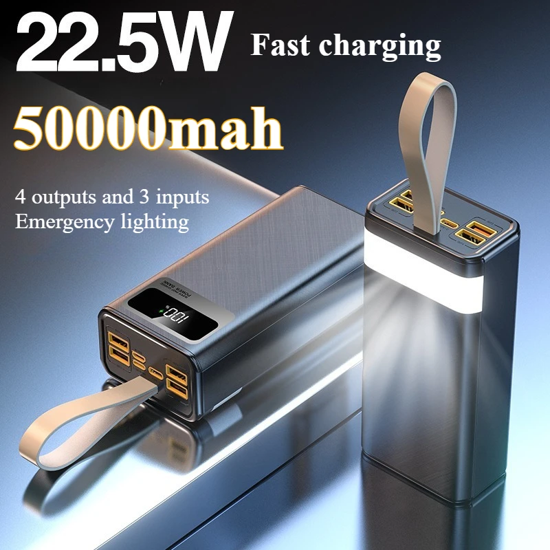 

Outdoor Large Capacity Portable Power Bank with A Capacity of 50000mAh. Super Fast Charging Support for Multiple Phone Models