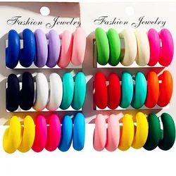 9Pair/Set Korean Geometric Acrylic Hoop Earrings for Women Mulicolor Circle Heart Huggies Earring Statement Jewelry Lightweight