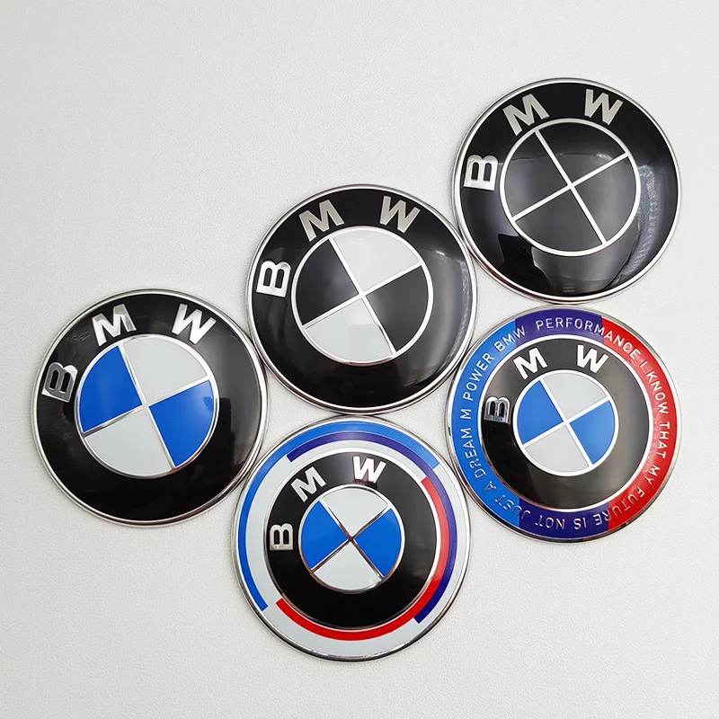 3d Abs Blauw Zwart 82Mm Logo Bmw Jubileum Embleem Auto Voormotorkap Badge Achter Kofferbak Badge Voor Bmw F10 F30 Accessoires