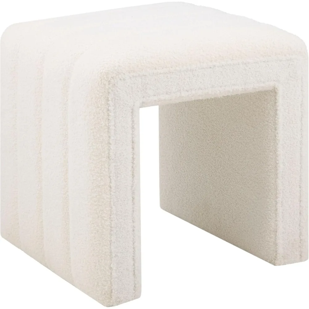 

Vanity Stool Chair, Modern Teddy Velvet Ottoman Footrest, Sofa Bench Footstool Extra Seat, Home Decor for Makeup Room