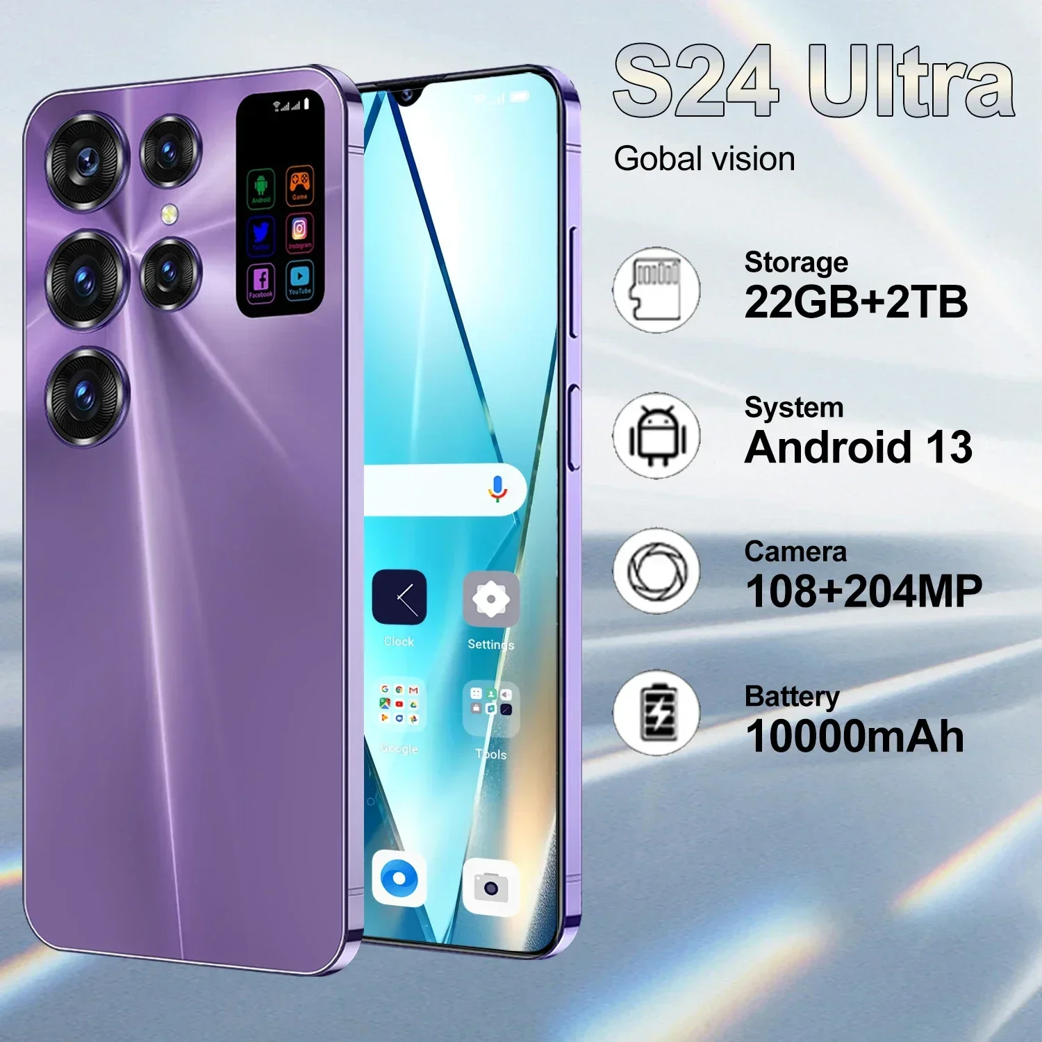 S24 Ultra Smartphone Android 7.1 inch Ultra-large capacity 22GB + 2TB 5G 4G dual SIM card mobile