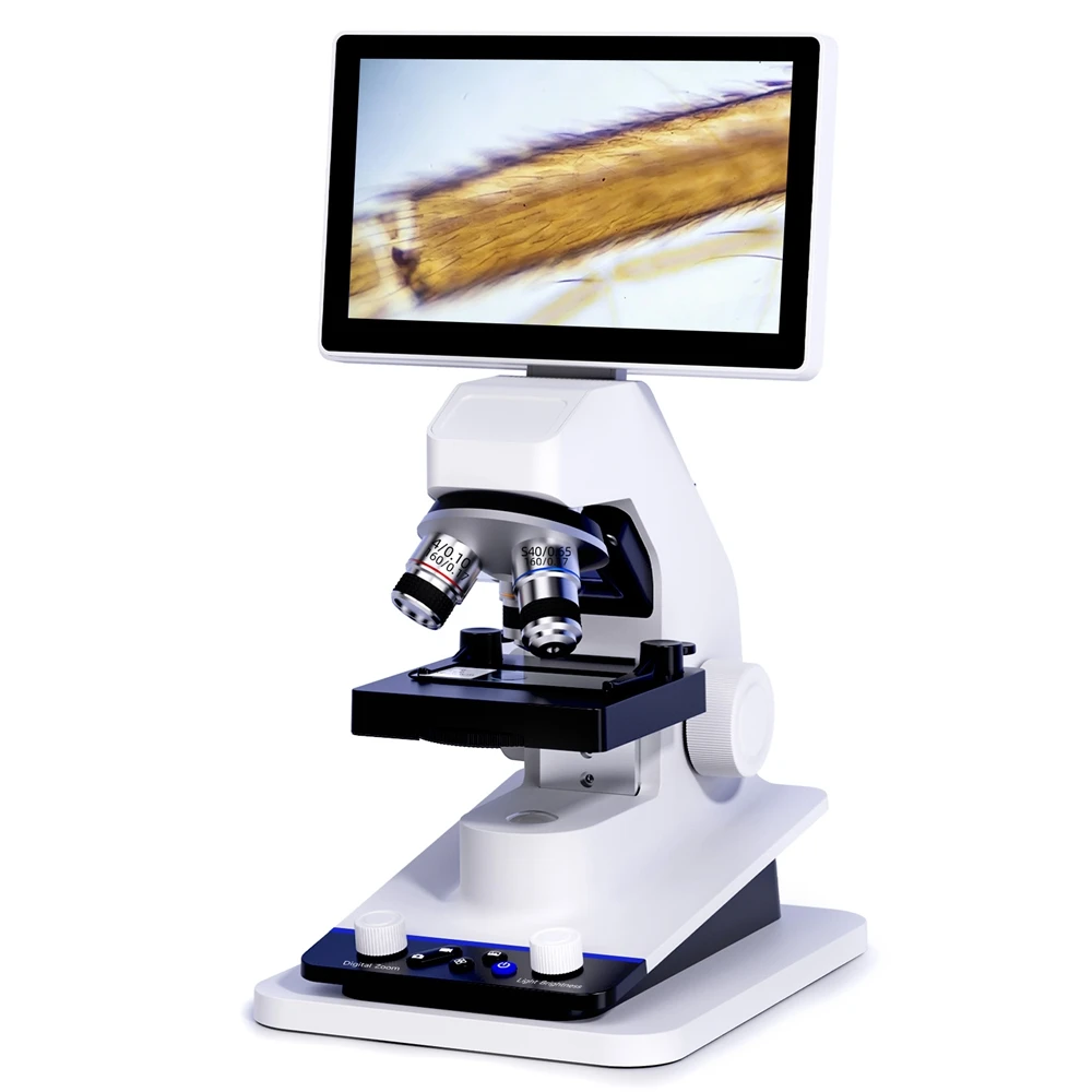 40X-400X Electronic Biological Microscope 7 Inch 2MP Trinocular HD Professional Slide Experiment PC/TV View HDMI Microscopes