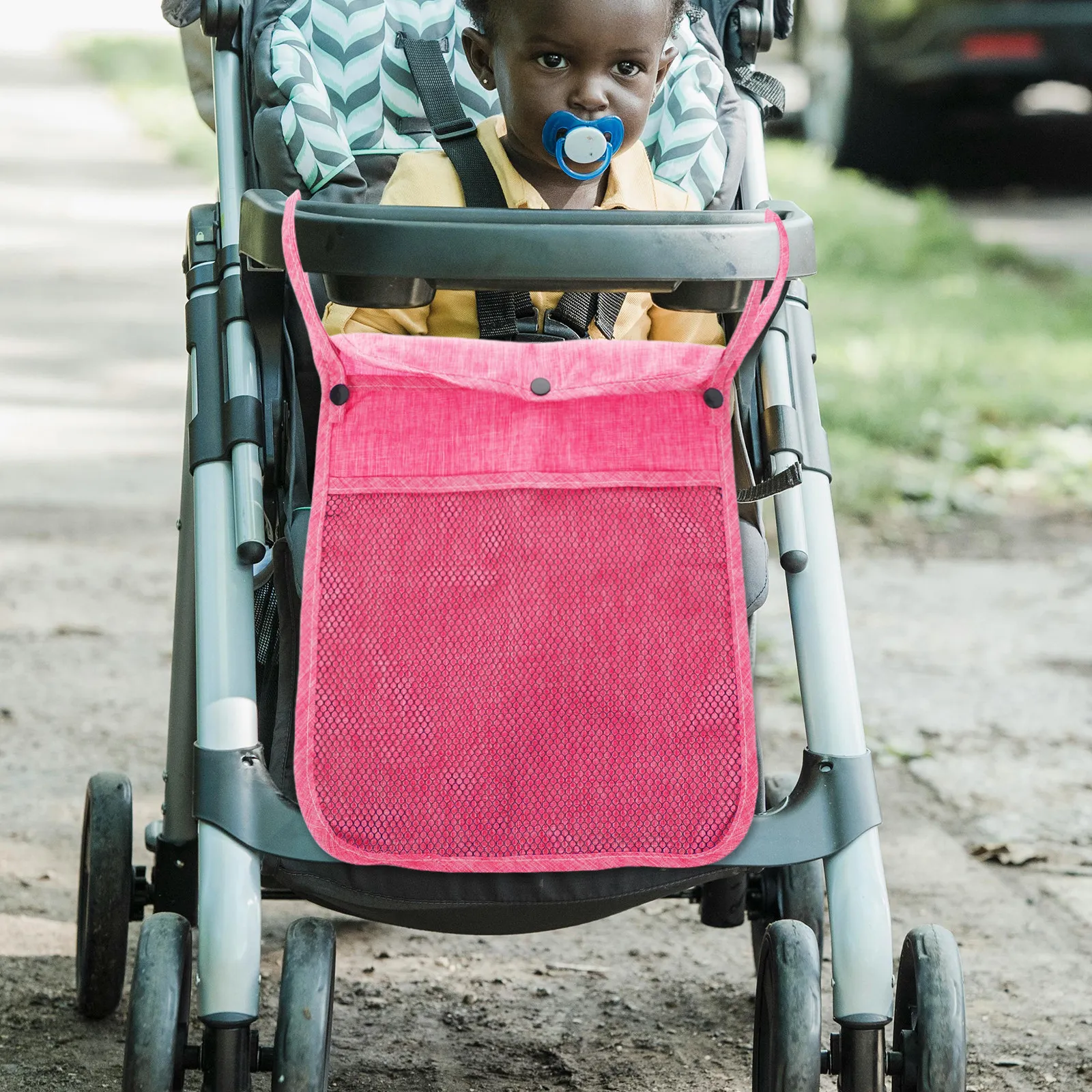 

Stroller Hanging Bag for Baby Essentials Ample Space Linen Fabric Portable Travel Organizer Holds Bottles Diapers Phone Stroller