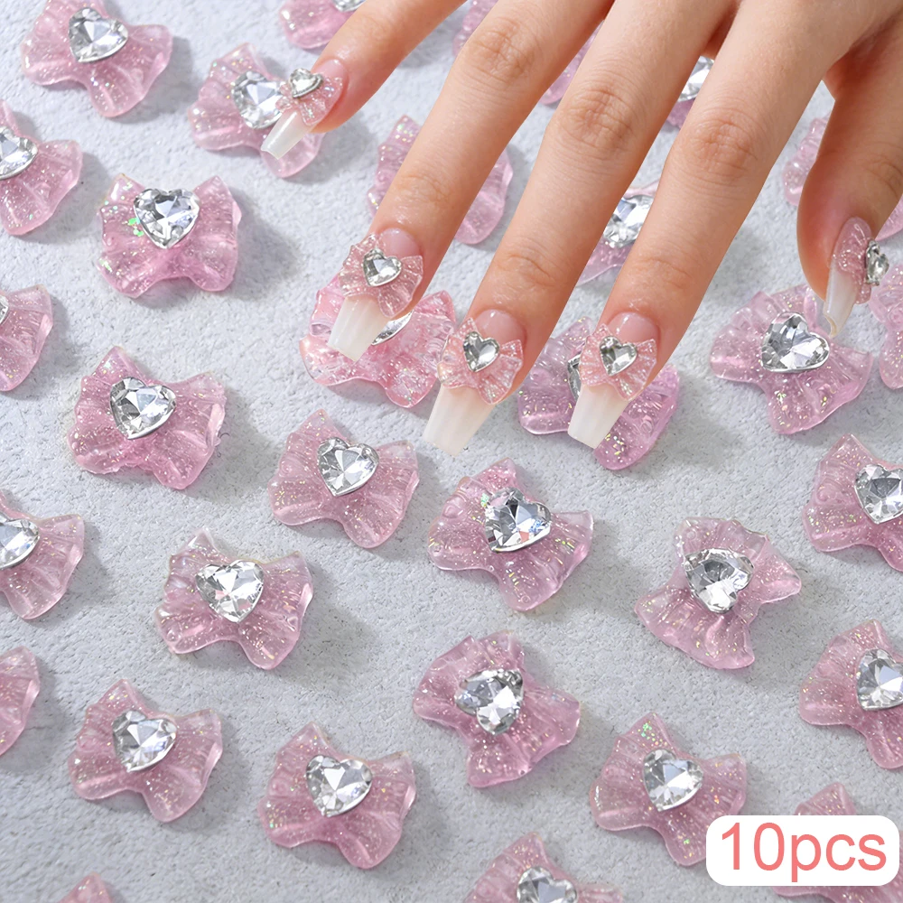 10-шт-набор-3d-украшений-для-ногтей-розовый-блестящий-глиттер-бантики-кавайные-белые-стразы-в-форме-сердца-diy-маникюр