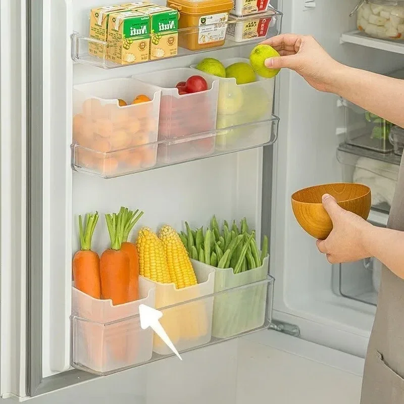 

Airtight Refrigerator Storage Box Adjustable Compartments for Fruits Vegetables Fridge Organizer Side Door Container