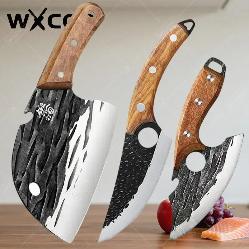 WXCOO Boning Knives Stainless Steel Kitchen Cooking Knife Wooden Handle Butcher Knife Meat Cleaver Hand Forged Kitchen Knife