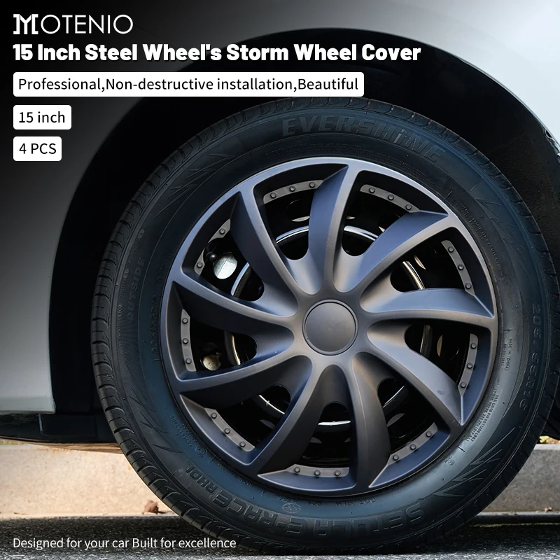 Coprimozzi da 15 pollici Storm Style 4 pezzi per ruote in acciaio Design della copertura del cerchio completo per Toyota Volkswagen Chevy Chevrolet Honda Mazda