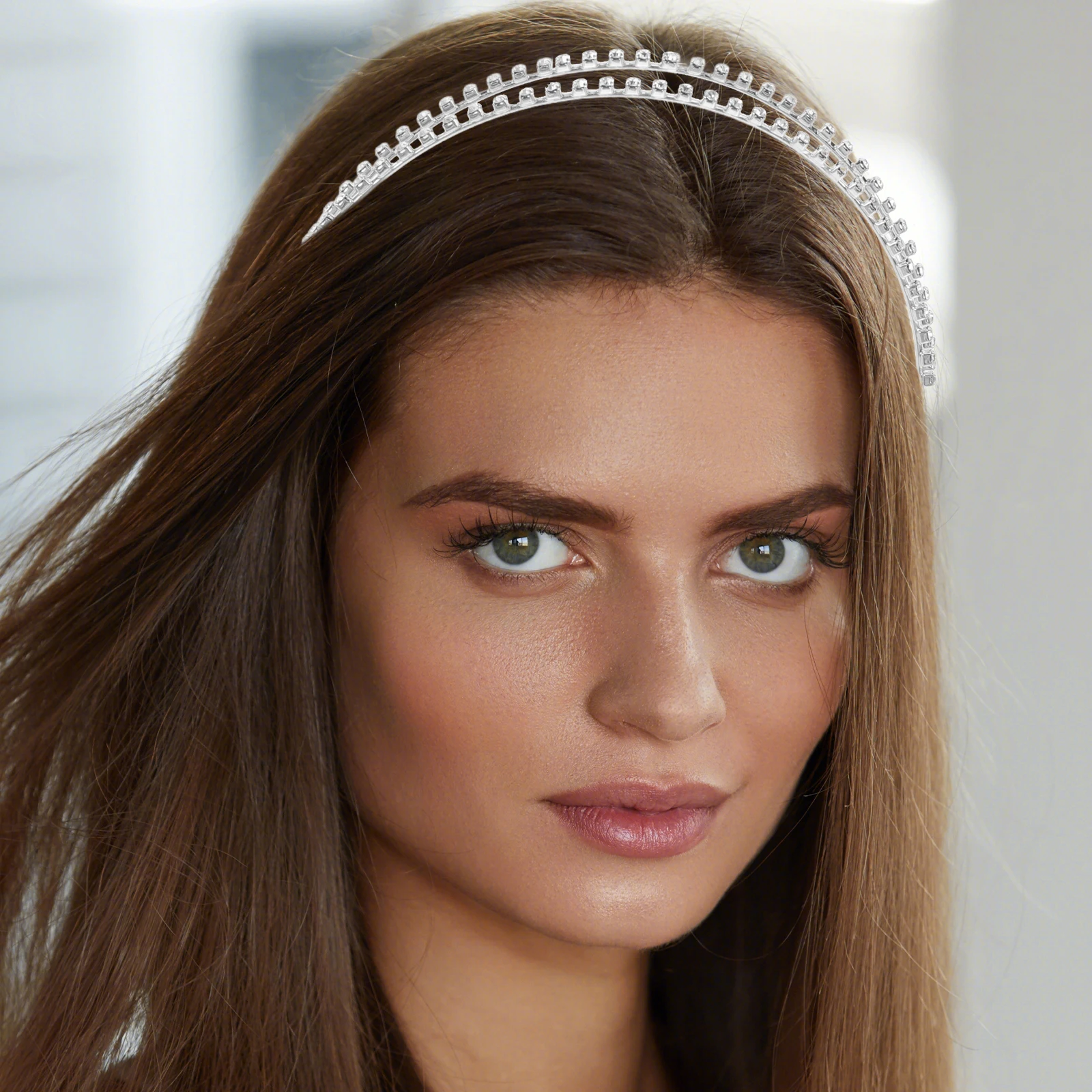 

2pcs Rhinestone Headbands DoubleLayer Secure Comfortable Wedding Party Bridesmaid Hair Accessories