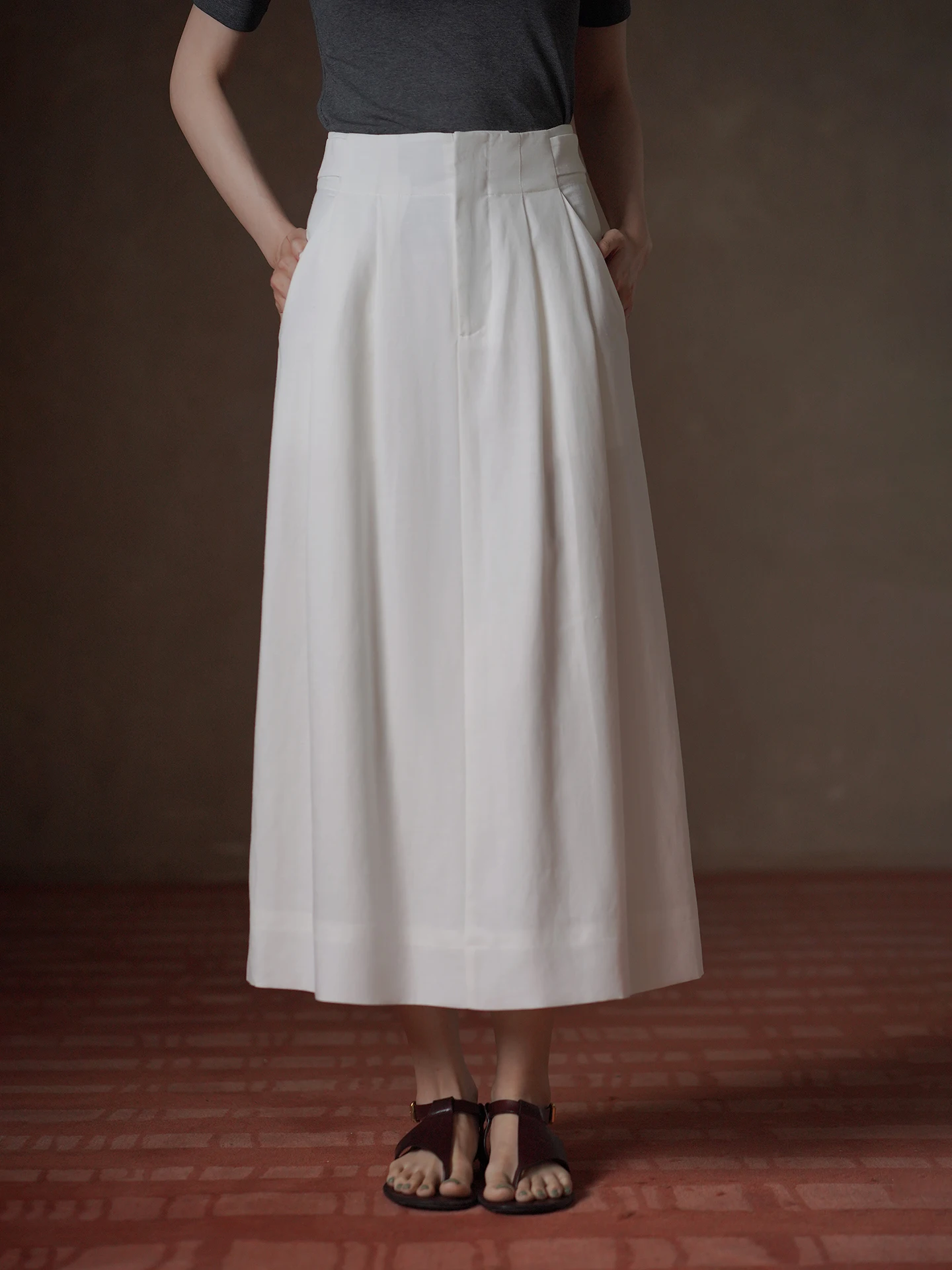 High Waist Loose Fit Half Skirt Breathable Comfortable Lenzing Hemp Fabric Light Weight Slimming A-Line Skirt for Women