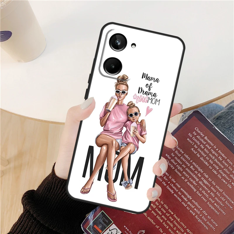 حافظة قهوة الأميرة أنثى بوس لهاتف Realme 14 12 10 11 13 Pro Plus GT 6 6T 5 GT7 Pro C61 C55 C51 C21Y C25S C67 C75 C53