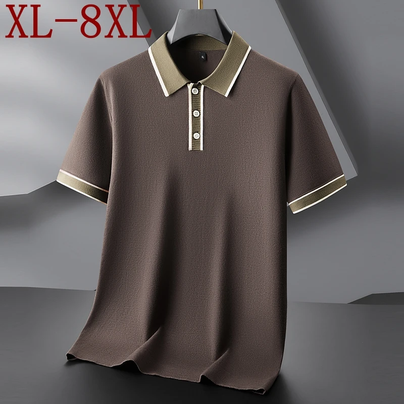 

8XL 7XL 6XL Pull Homme 2025 New Autumn High End Luxury Sweater Man Fashion Design Mens Jumpers Short Sleeve Lapel Warm Pullovers