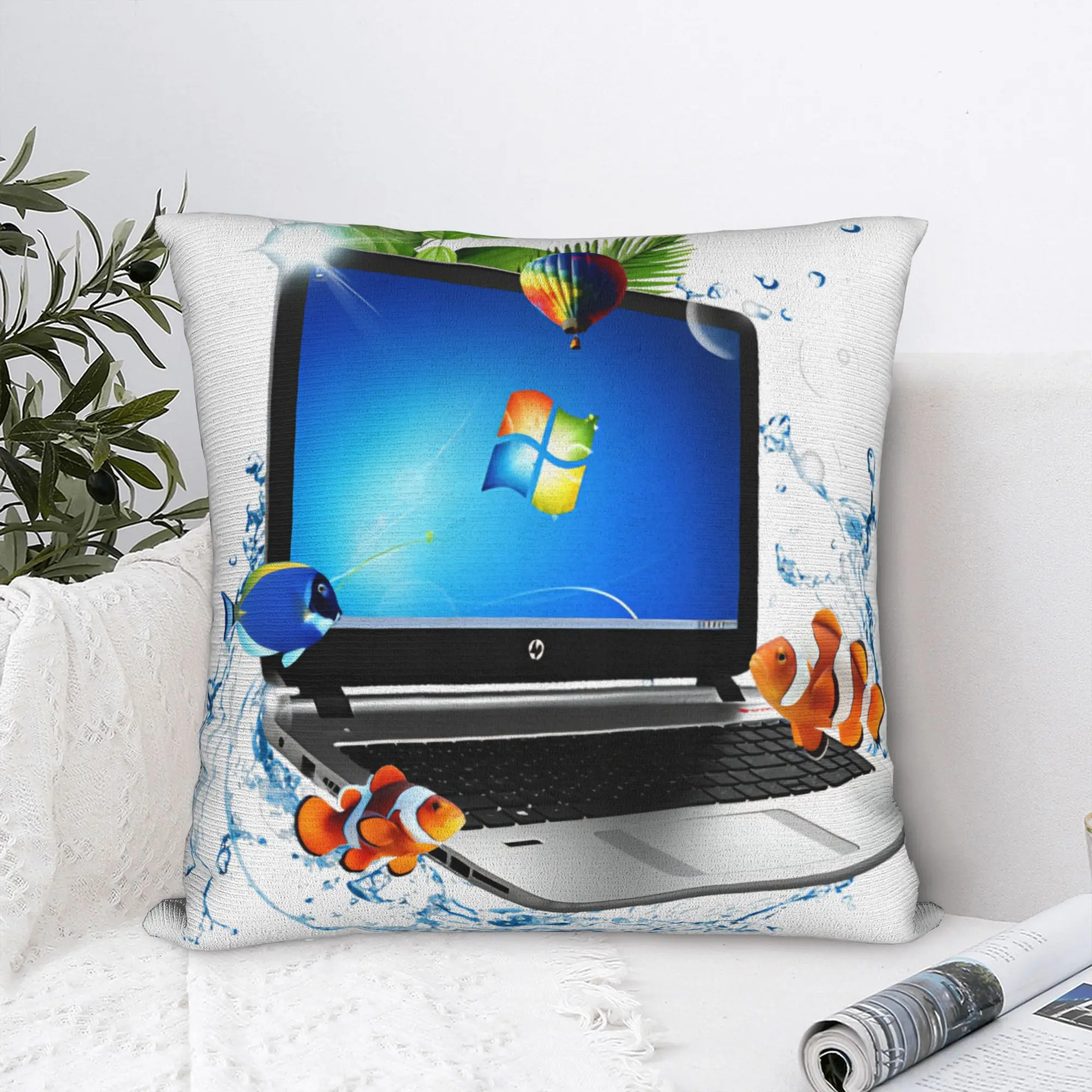 Nostalgia Digital 2007  Square Pillow Case Frutiger Aero Cushion Covers Awesome Polyester Decorative Pillowcase for Sofa 45x45cm