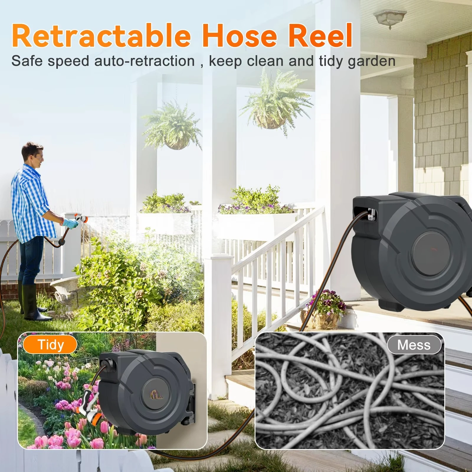 NEOTEC 1/2 30M 工業用格納式エアホースリール - Garden Hose Reel Automatic Retractable 30M のレビューと価格