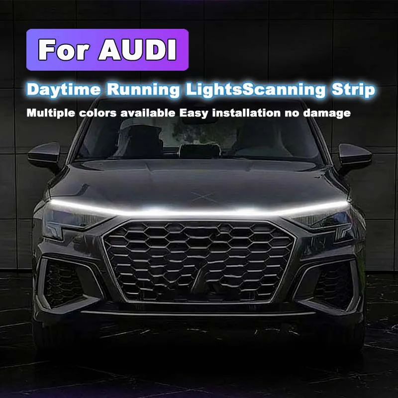 

For AUDI A5 A5L A6 A6L SQ6 e-tron LED Daytime Running Light Scan Starting Car Hood DRL Guide Decorative Ambient Lamp 12V
