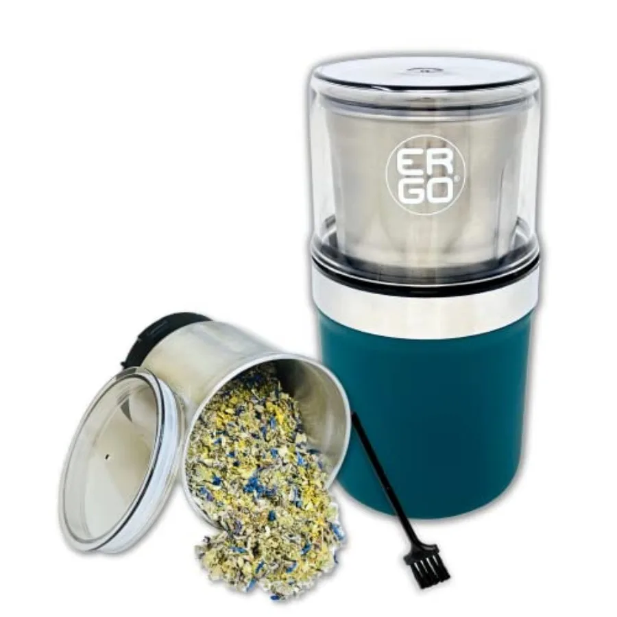 

Herb Grinder - Electric. Large Capacity with Removable washable Stainless Cup and Airtight Lid. For Herbs and Spices. Pollen Br