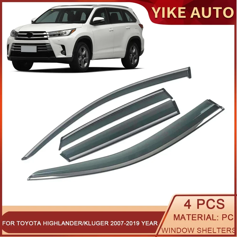 

For TOYOTA Highlander/Kluger 2007-2023 Car Window Sun Rain Guard Shade Visor Shield Shelter Protector Cover Trim Frame Sticker